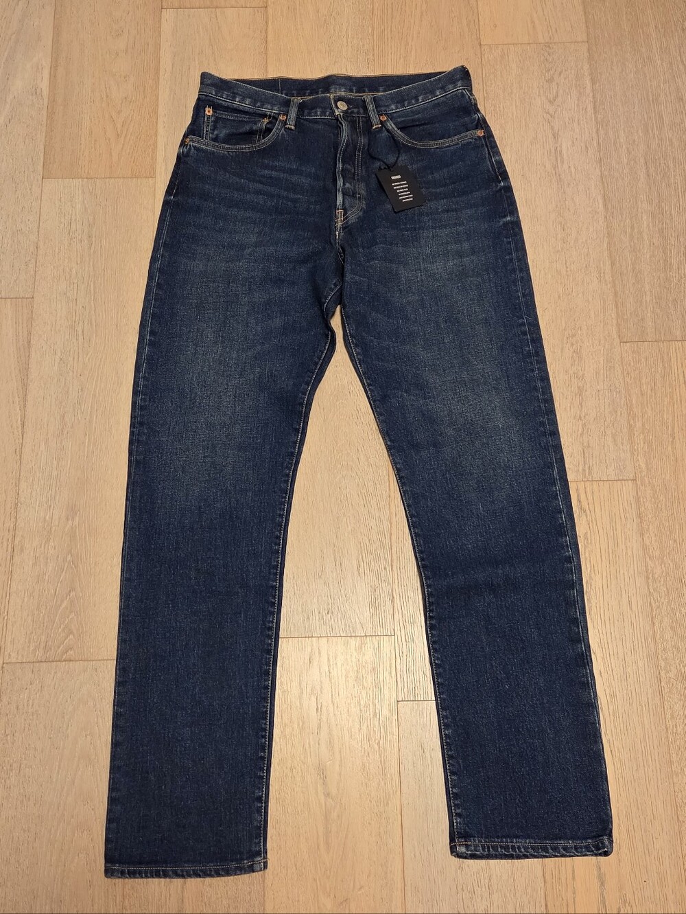 NWT Buck Mason Ford Standard Jean 32x34 Medium Wash Button Fly Stretch Denim